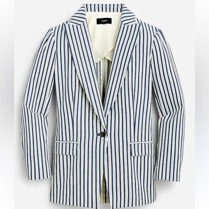 J. CREW Willa Stripped Blazer Blue White 16 Nautical  style BH 667